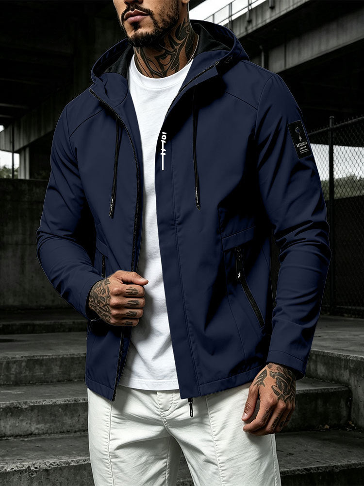 Men's Water-Repellent Softshell Jacket with Hood and Concealed Zipper Mune Fashion