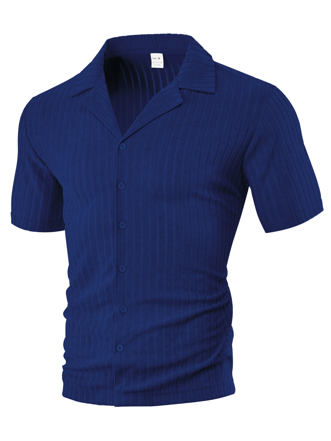 Men's fine ribbed short-sleeve knitted shirt with notch collar and full-button placket Mune Fashion