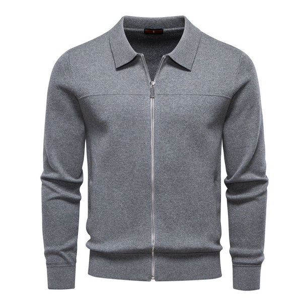 Men's fine knit zip jacket with kent collar and ribbed cuffs Mune Fashion
