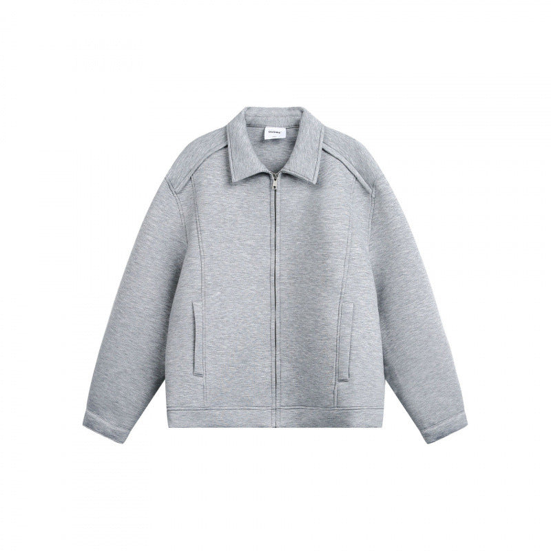 Unisex Boxy-Zip-Sweat jacket with shirt collar, concealed seams, and slit pockets Mune Fashion