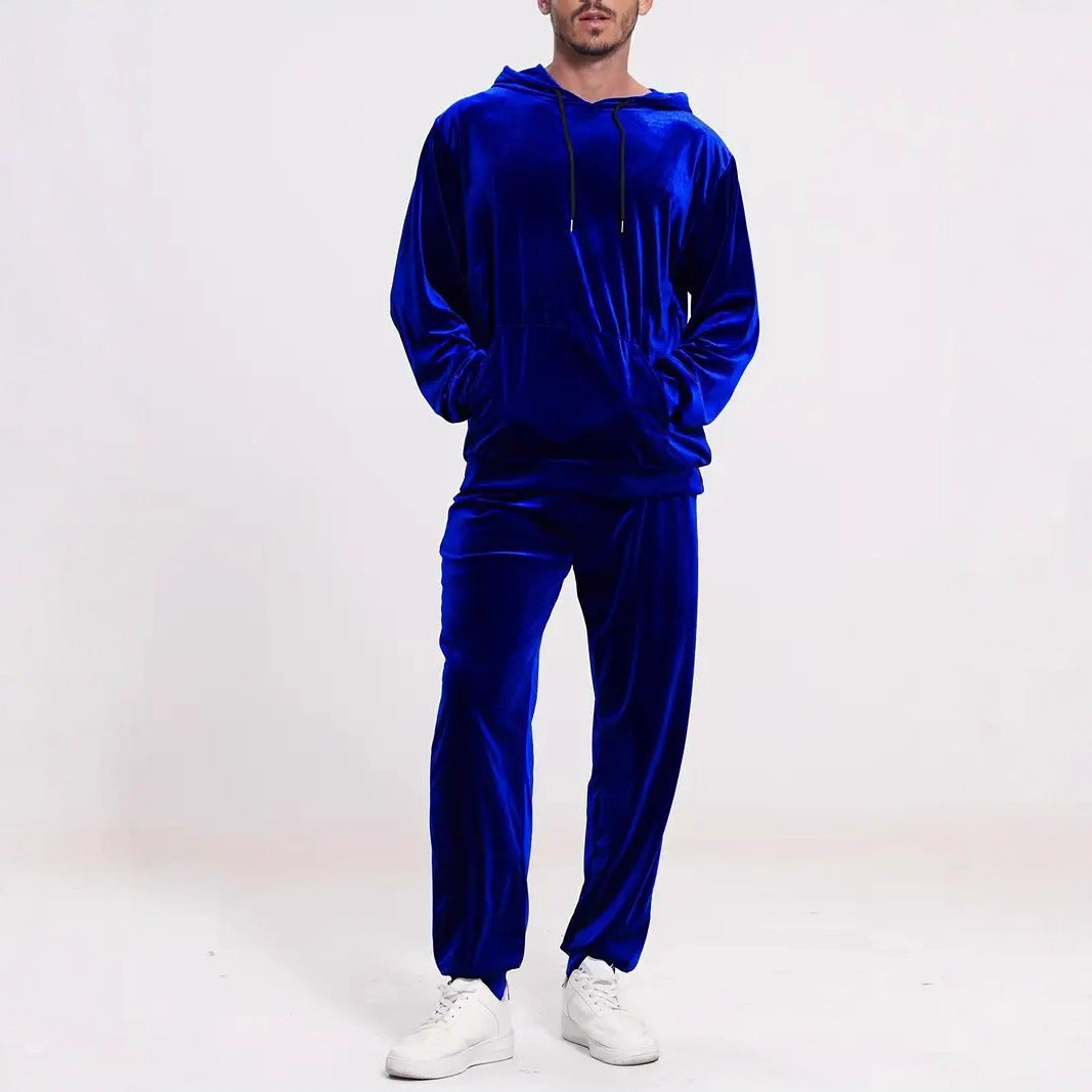 Men's velour leisure suit with hoodie and casual joggers Mune Fashion