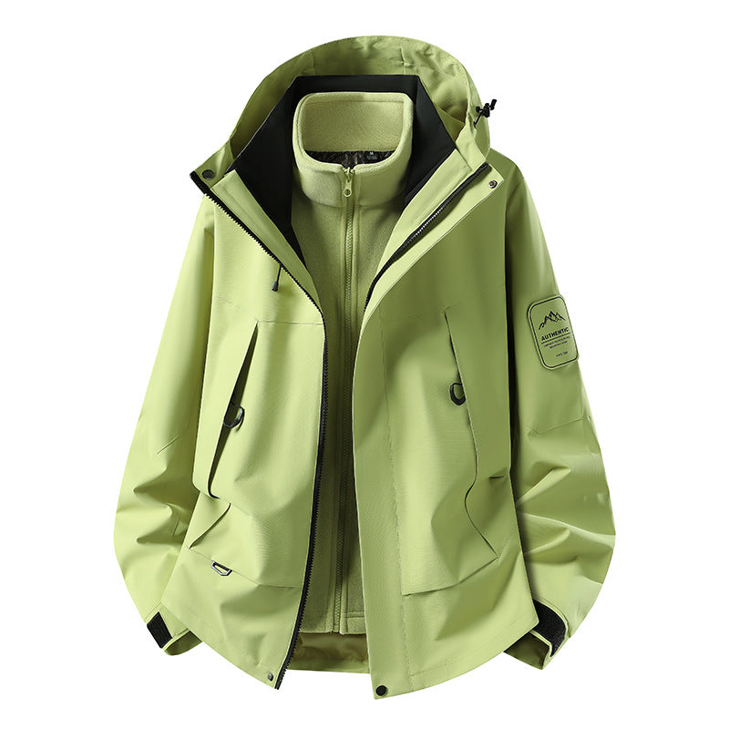 Unisex waterproof two-layer softshell rain jacket with removable fleece lining and hood Mune Fashion