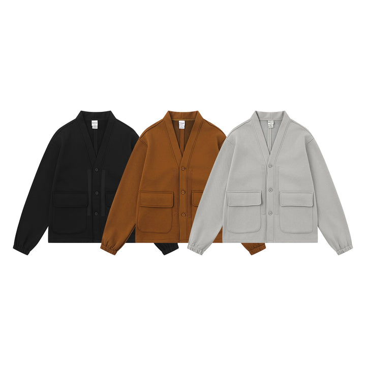 Unisex Oversize Sweat Jacket with Shawl Collar and Patch Pockets Mune Fashion