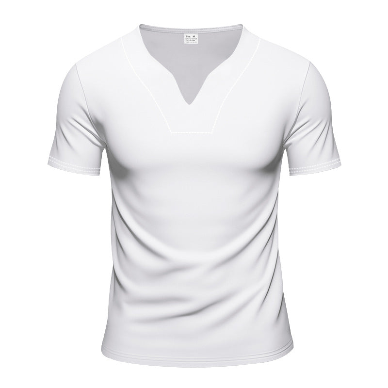 Men's V-neck sports shirt with ergonomic design seams and elastic jersey Mune Fashion