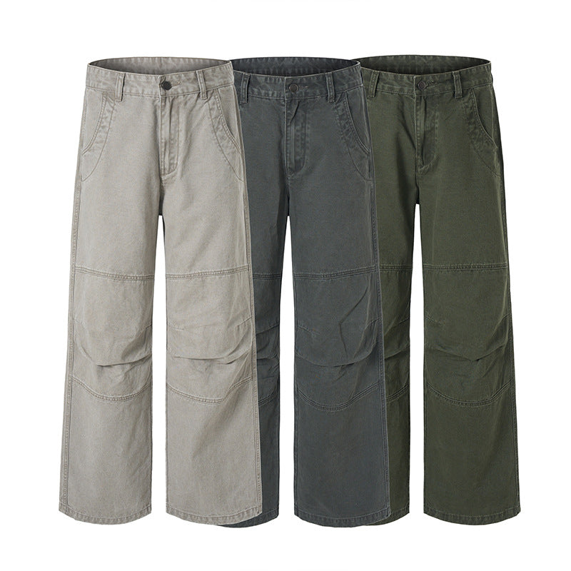 Men's Wide Panel Baggy Trousers made of Cotton Twill with Knee Inserts Mune Fashion
