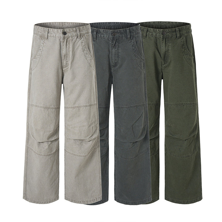Men's Wide Panel Baggy Trousers made of Cotton Twill with Knee Inserts Mune Fashion