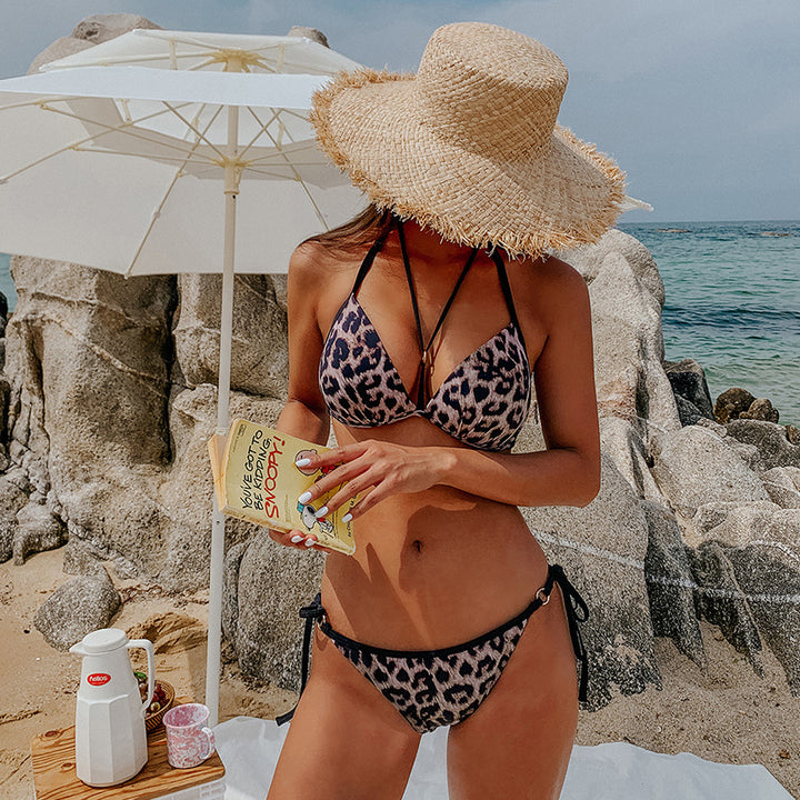 Women's bikini set with fashionable leopard print and adjustable straps Mune Fashion