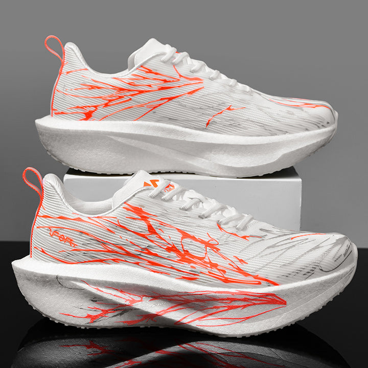 Unisex cushioned race platform running shoes with rocker midsole and breathable micro-mesh Mune Fashion