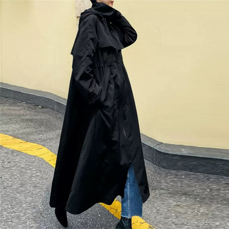 Women's Oversized Coat in Maxi Look with Hood and Cape Sleeve Mune Fashion