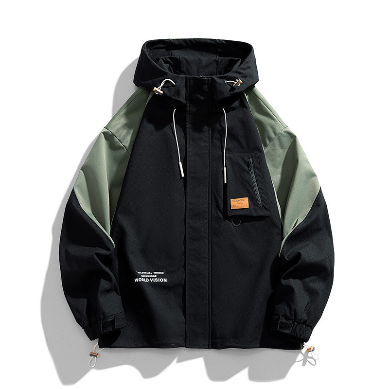 Unisex Hooded Field Jacket with Utility Chest Pocket, D-Ring and Drawstring Mune Fashion