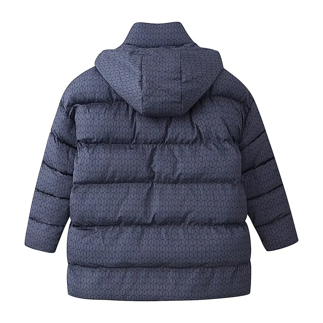 Women's non-quilted hooded jacket with graphic quilted pattern, two-way zipper and oversized pockets Mune Fashion