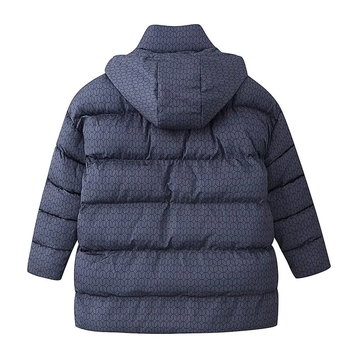 Women's non-quilted hooded jacket with graphic quilted pattern, two-way zipper and oversized pockets Mune Fashion