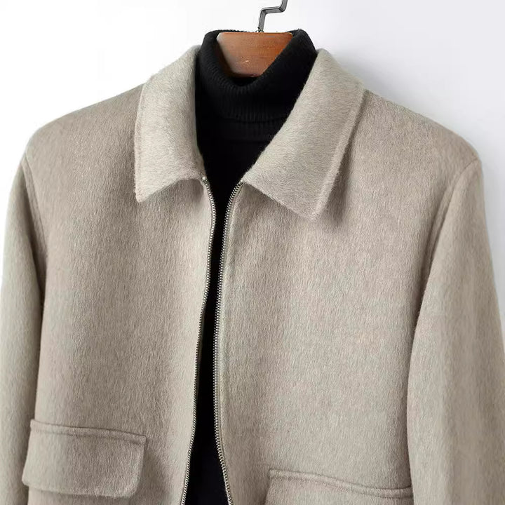 Men's wool blend transitional jacket with stand collar, zipper and flap pockets Mune Fashion