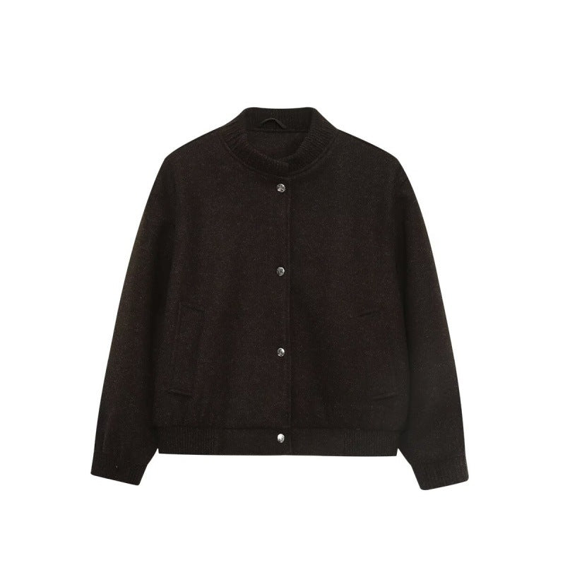 Men's wool blend bomber jacket with ribbed cuffs and snap button placket Mune Fashion