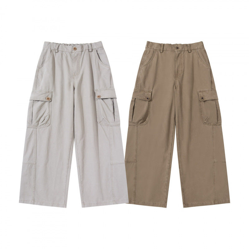 Women's Wide Cargo Pants with High Waist, Large Flap Pockets, and Culotte Silhouette Mune Fashion