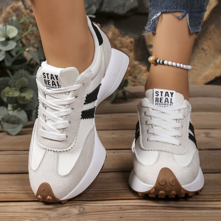 Damen Plateau-Laufsneaker mit Wildlederoptik und Leo-Akzenten Mune Fashion