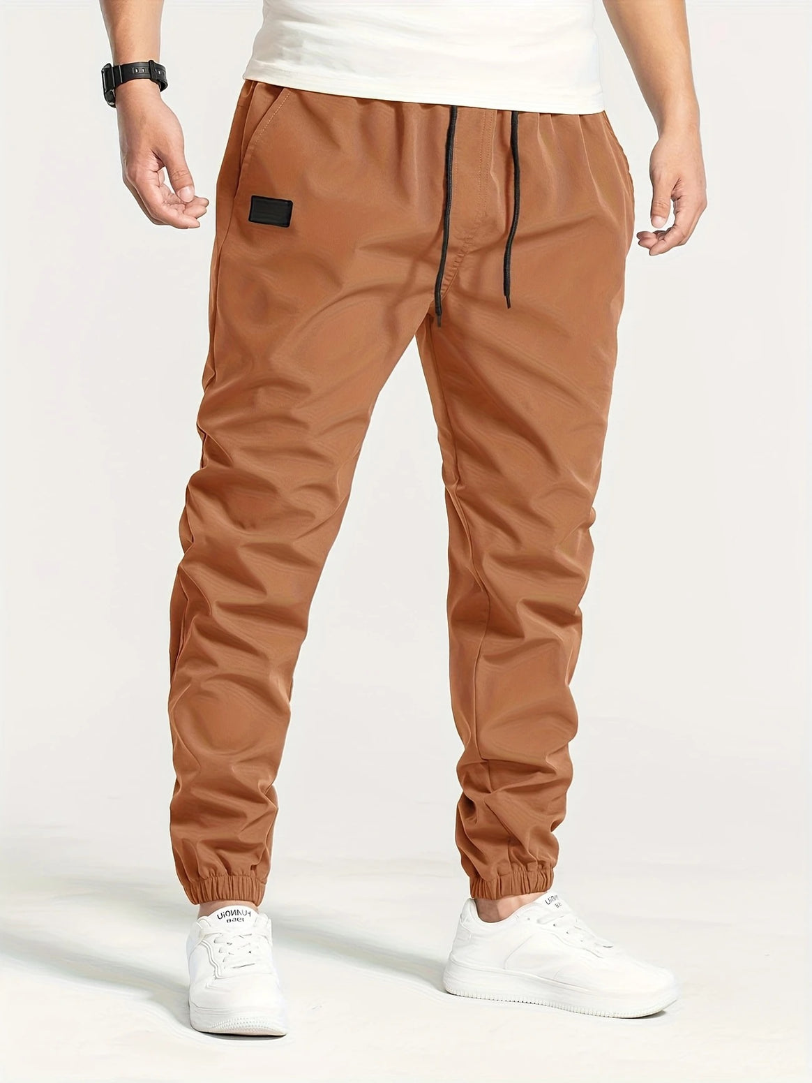Men's Technical Jogging Pants in Tapered Utility Style with Elastic Waistband & Ankle Cuffs Mune Fashion