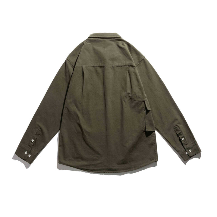 Men's utility overshirt with patch pockets and asymmetric contrast detail Mune Fashion
