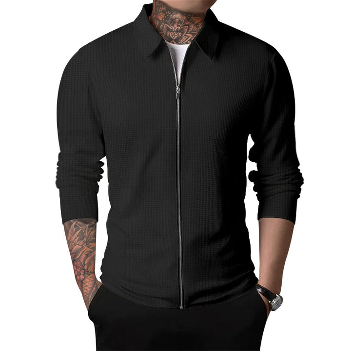 Men's nano structured shirt jacket with waffle structure, full-length zipper and slim fit Mune Fashion