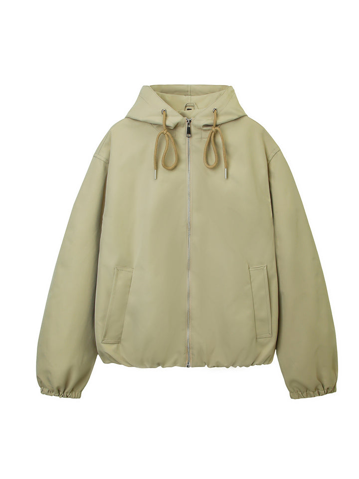 Women's hooded bomber jacket with gathered hem and side pockets Mune Fashion