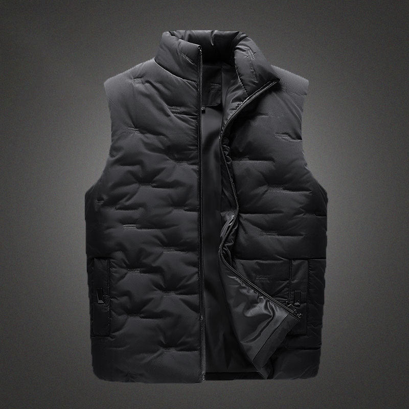 Men's Lightweight Thermal Quilted Vest with High Collar, Windproof Microfiber Shell, and Concealed Zipper Pockets Mune Fashion