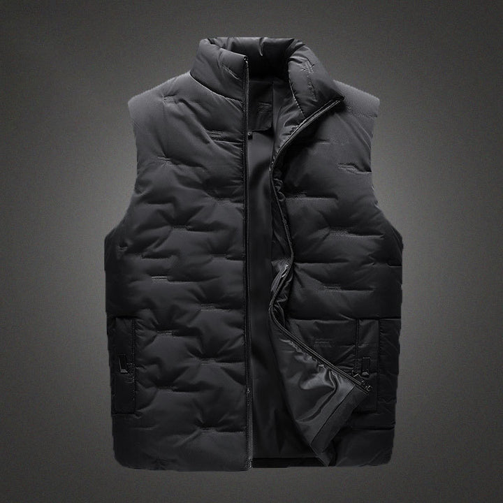 Men's Lightweight Thermal Quilted Vest with High Collar, Windproof Microfiber Shell, and Concealed Zipper Pockets Mune Fashion