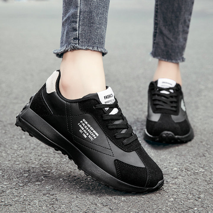 Ladies nan lightweight retro running sneakers made of synthetic leather and velour with padded heel support and non-slip tread sole Mune Fashion