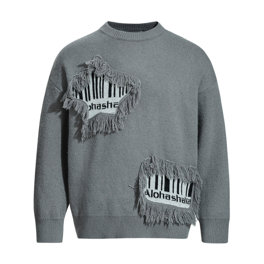 Men's sweater with fringe appliqué and intarsia Mune Fashion