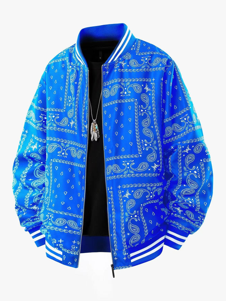 Men's Cool Bomber Jacket with Paisley Pattern Mune Fashion