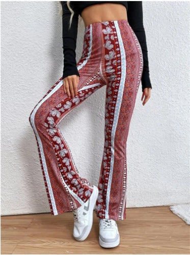 Women's flared floral print high waist trousers Mune Fashion