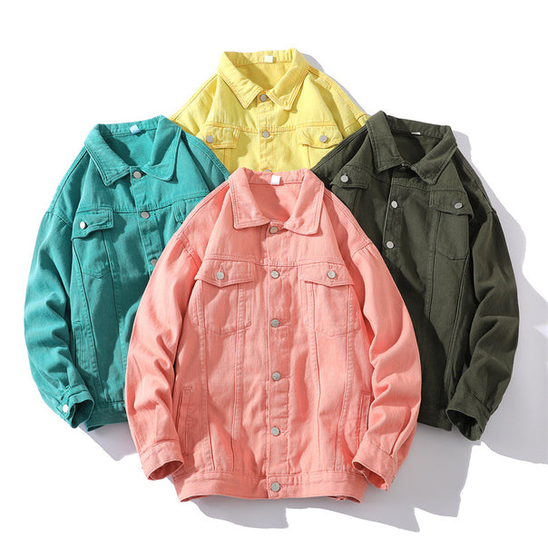 Unisex Oversized Denim Jacket with Snap Button Placket Mune Fashion