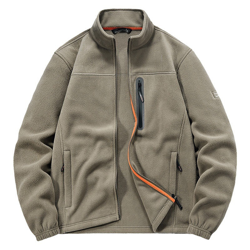Men's Insulating Microfleece Functional Jacket with Waterproof Chest Pocket and Stand Collar Mune Fashion