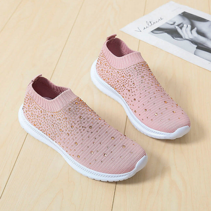 Women's Glittering Slip-On Sneakers with Breathable Upper Material and Non-Slip Sole Mune Fashion
