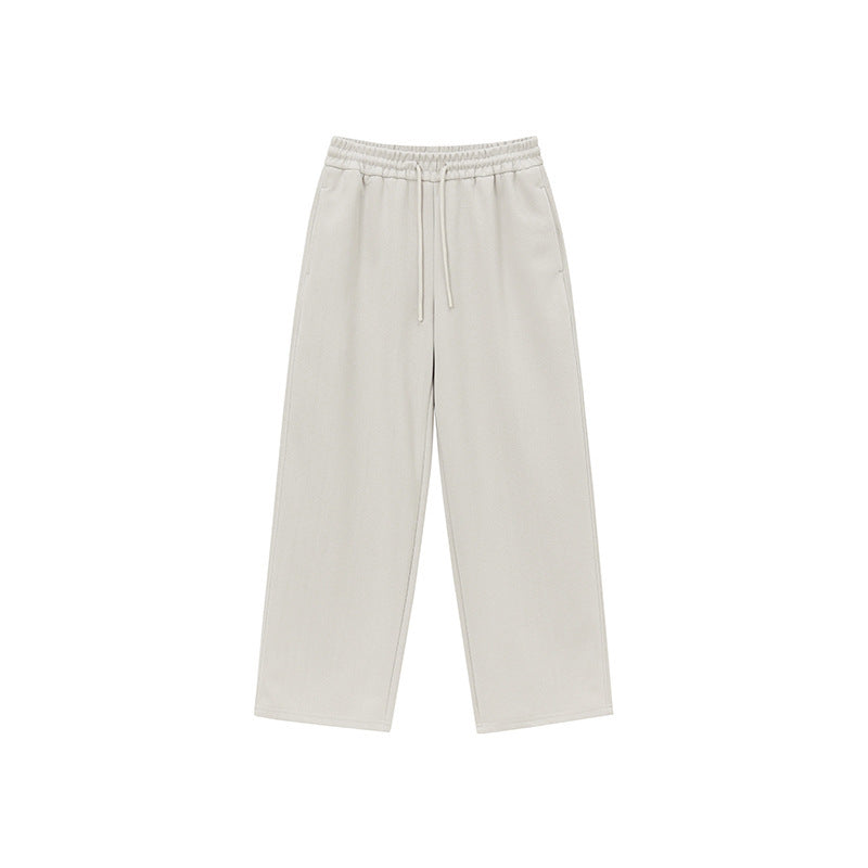 Unisex Relaxed-Fit Lounge Pants with High Elastic Waistband, Drawstring, and Straight Leg Mune Fashion