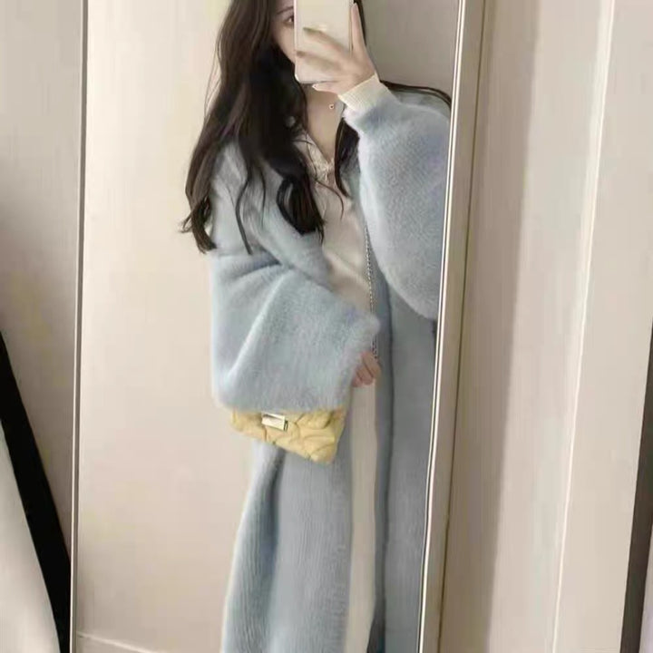Women's Long Oversized Maxi Knit Cardigan with Open Front Mune Fashion