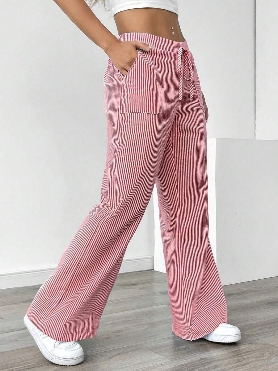 Women wide cotton lounge pants with drawstring and side pockets Mune Fashion