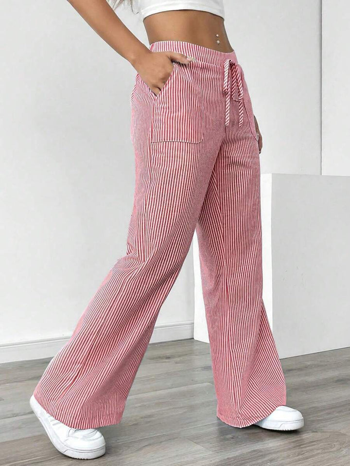 Women wide cotton lounge pants with drawstring and side pockets Mune Fashion