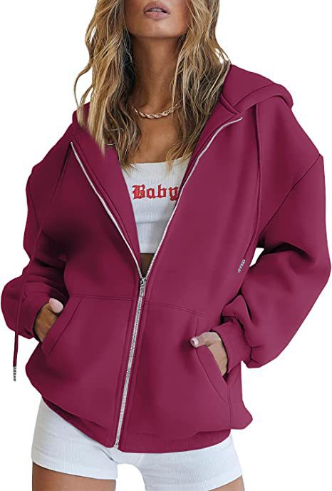 Women oversized hoodie jacket with full zip and kangaroo pockets Mune Fashion