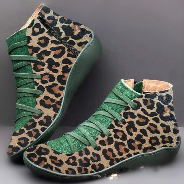 Women's ankle-high soft leather sneaker boots with side zipper, elastic decorative lacing, and ergonomic comfort sole Mune Fashion