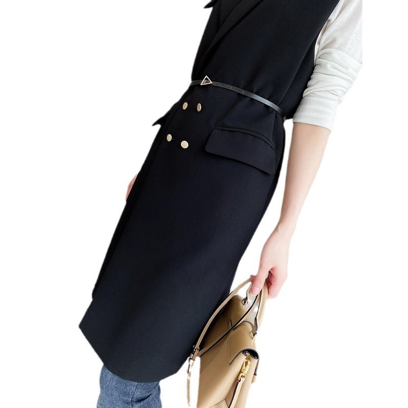 Ladies Elegant Waistcoat with Belt Mune Fashion
