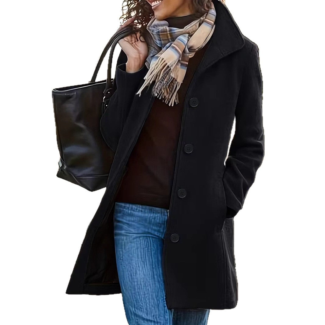 Women's wool-like teddy short coat with stand-up collar and side entry pockets Mune Fashion