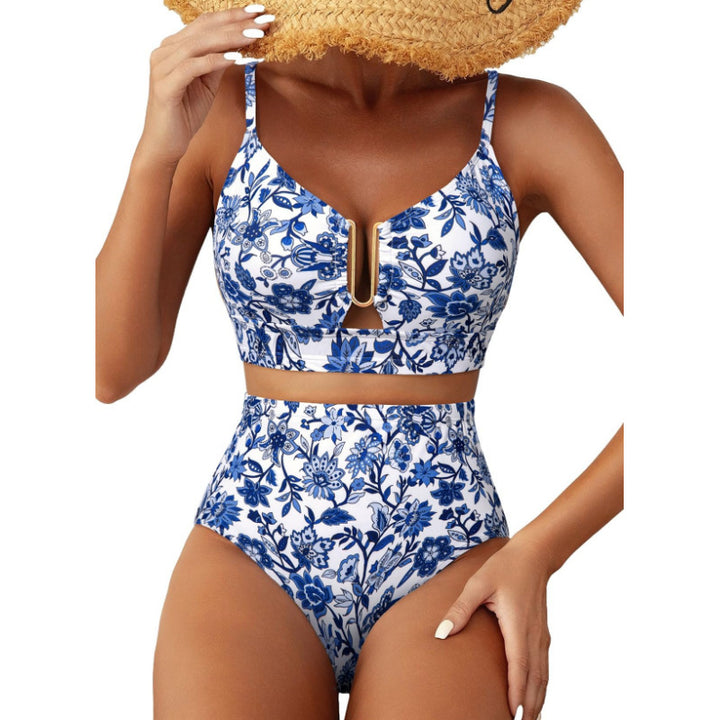 Women High-Cut Bikini with Floral Pattern and Leopard Print Mune Fashion
