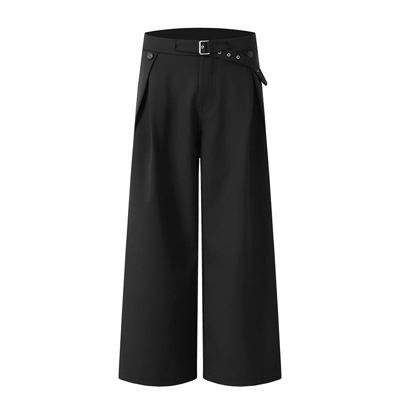 Ladies Wide Cut High-Waisted Fabric Trousers Mune Fashion