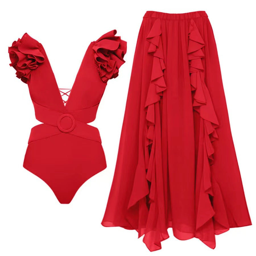 Women's one-piece swimsuit with voluminous ruffles and sophisticated cut Mune Fashion
