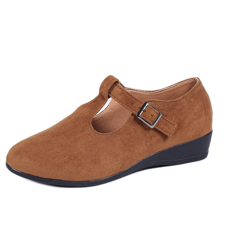 Women's Comfortable Mary Jane Ballet Flats made of Velour with adjustable buckle strap and padded insole Mune Fashion