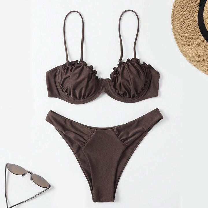 Ladies Push-Up Bikini with Ruching and Adjustable Straps Mune Fashion