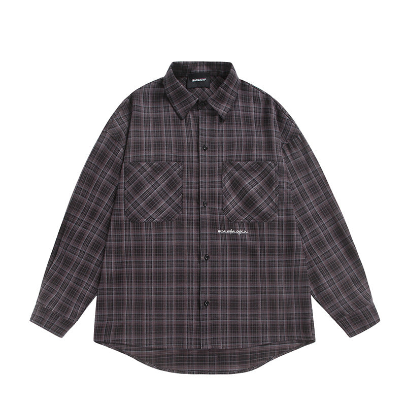 Unisex Check Shirt Jacket in Boxy Cut with Large Chest Flap Pockets and Extended Hem Mune Fashion