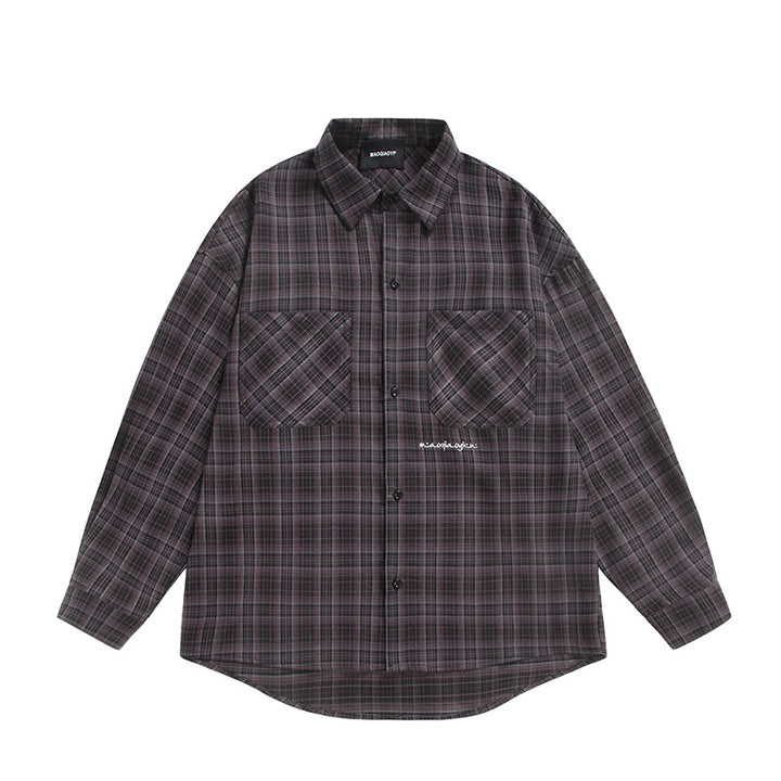Unisex Check Shirt Jacket in Boxy Cut with Large Chest Flap Pockets and Extended Hem Mune Fashion