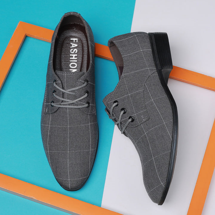 Men's elegant check-patterned derby shoe with narrow pointed shape Mune Fashion
