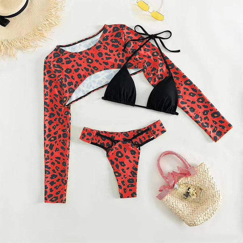 Women’s bikini set with long-sleeved top and modern animal print Mune Fashion